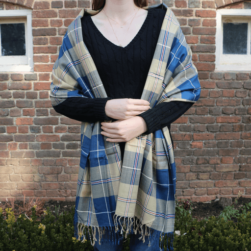 Mount Vernon Tartan Viscose Scarf - Blue - The Shops at Mount Vernon