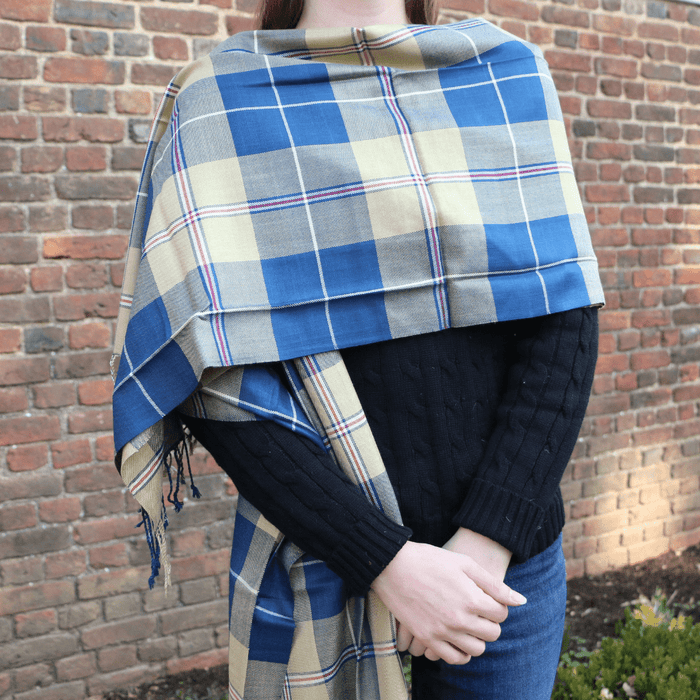 Mount Vernon Tartan Viscose Scarf - Blue - The Shops at Mount Vernon