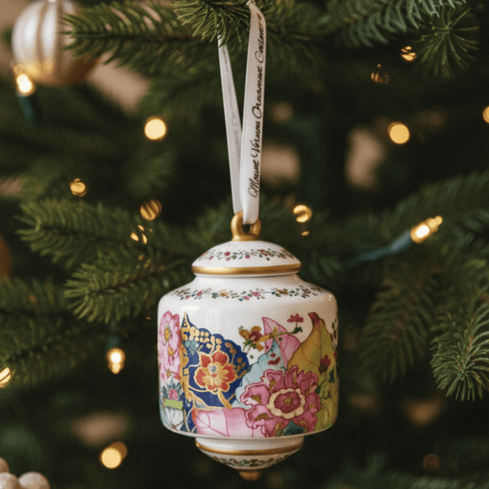 MV Ornament Collection - Porcelain Tobacco Leaf Cylinder - The Shops at Mount Vernon