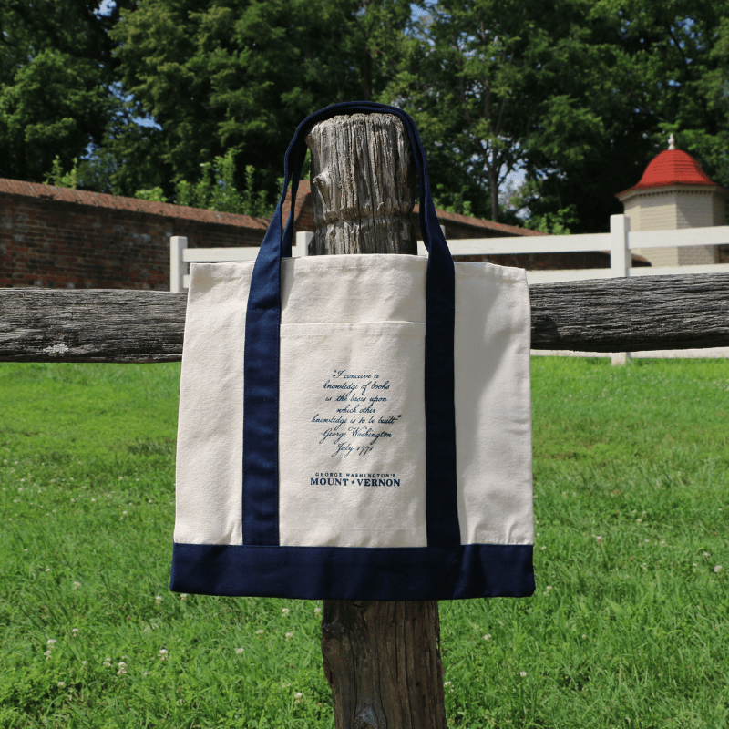 Navy Blue George Washington Book Tote - Navy or Red - The Shops at Mount Vernon