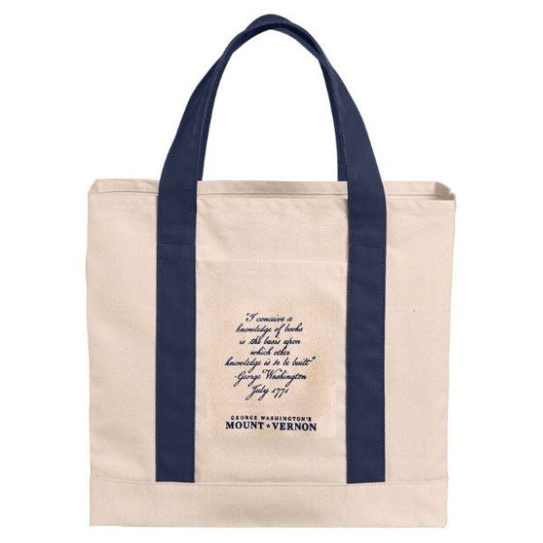 Navy Blue George Washington Book Tote - Navy or Red - The Shops at Mount Vernon