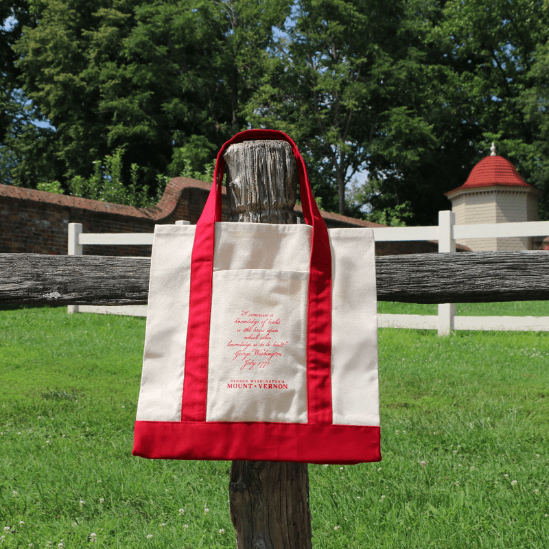 Navy Blue George Washington Book Tote - Navy or Red - The Shops at Mount Vernon