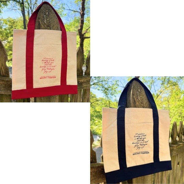 Navy Blue George Washington Book Tote - Navy or Red - The Shops at Mount Vernon