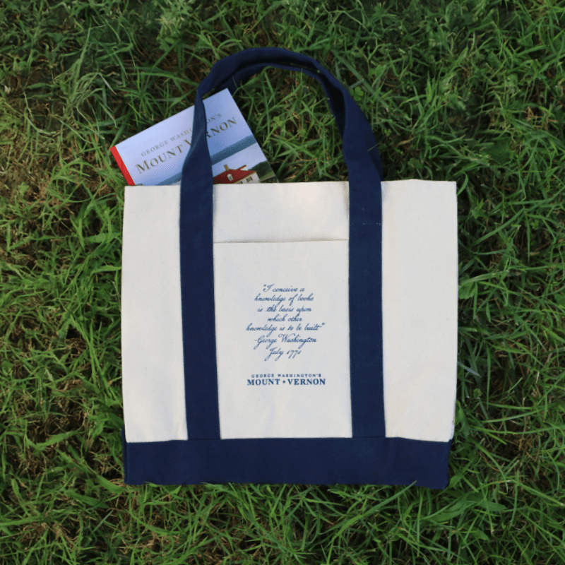Navy Blue George Washington Book Tote - Navy or Red - The Shops at Mount Vernon