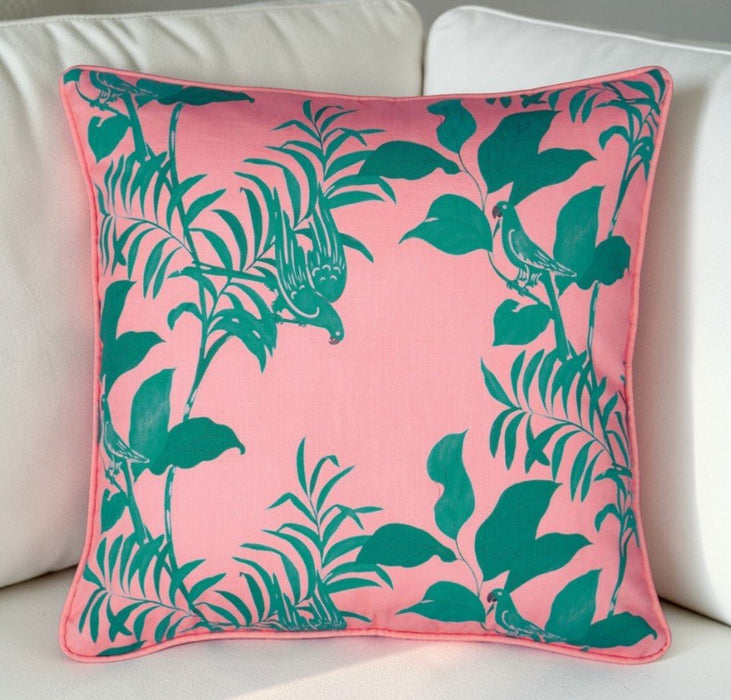 Paule Marrot Parrots Pillow Cover – Pink & Green - The Shops at Mount Vernon