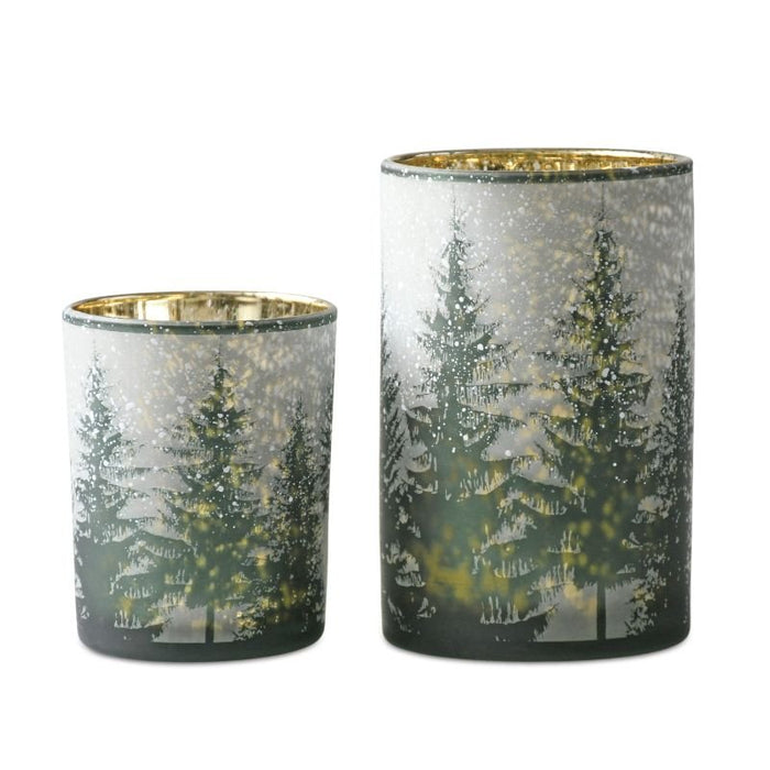 Pine Tree Glass Candle Holder - Assorted Sizes - The Shops at Mount Vernon