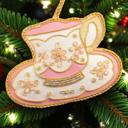 Pink & White Teacup Ornament St. Nicolas - The Shops at Mount Vernon