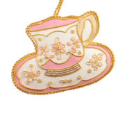 Pink & White Teacup Ornament St. Nicolas - The Shops at Mount Vernon