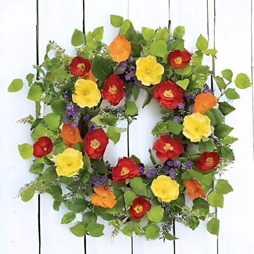 Poppy Wreath - Bright Floral Wreath - The Shops at Mount Vernon