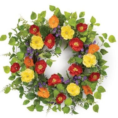 Poppy Wreath - Bright Floral Wreath - The Shops at Mount Vernon