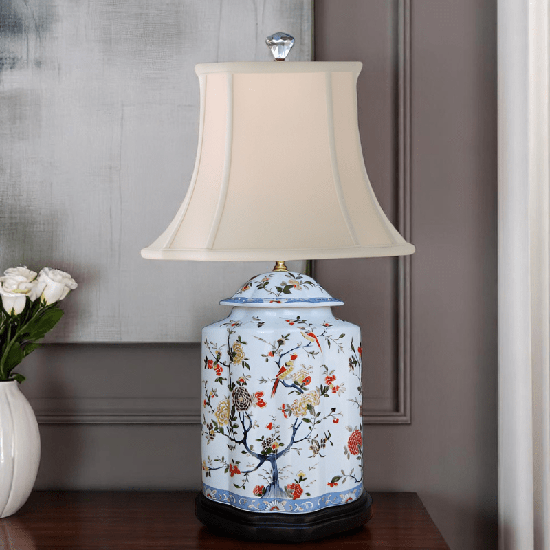 Porcelain European Floral Scallops Jar Lamp - The Shops at Mount Vernon