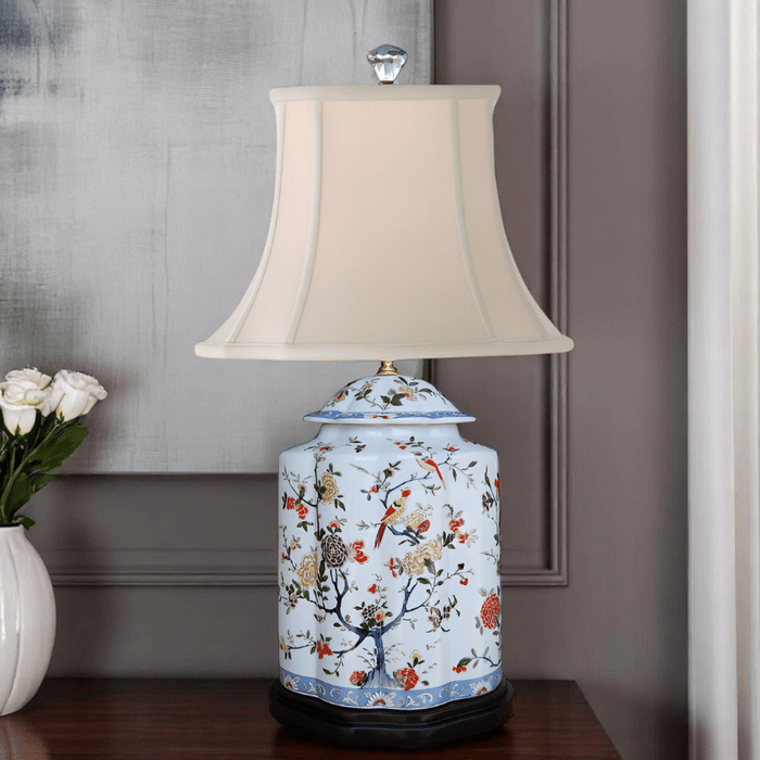 Porcelain European Floral Scallops Jar Lamp - The Shops at Mount Vernon