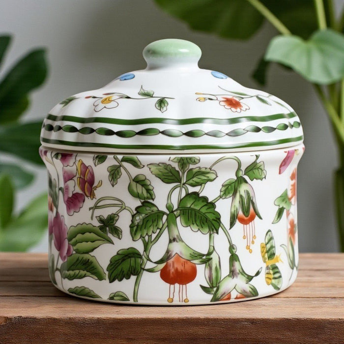 Porcelain Floral Oval Jar - The Shops at Mount Vernon