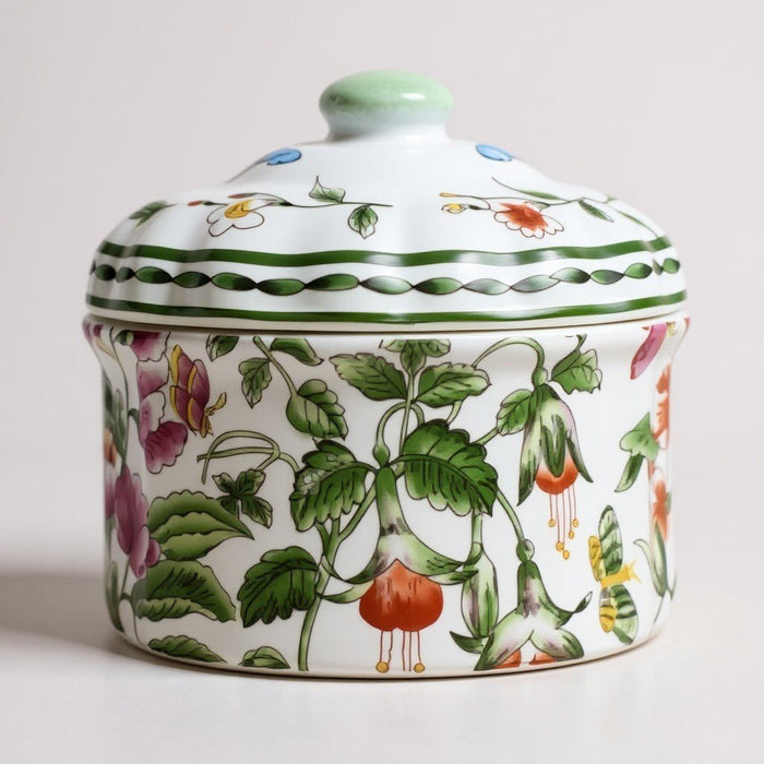 Porcelain Floral Oval Jar - The Shops at Mount Vernon