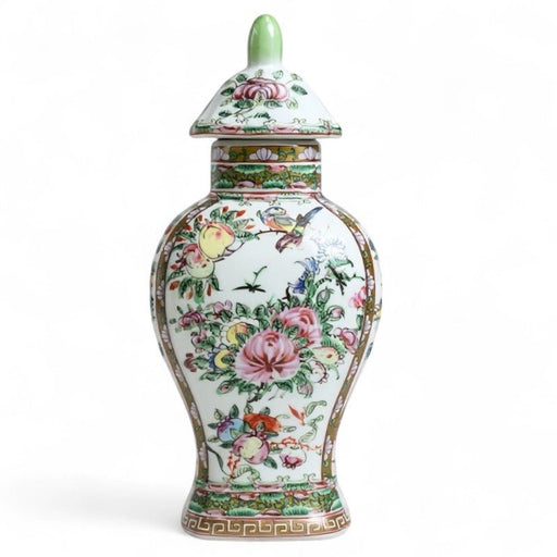 Porcelain Rose Medallion Jar - The Shops at Mount Vernon