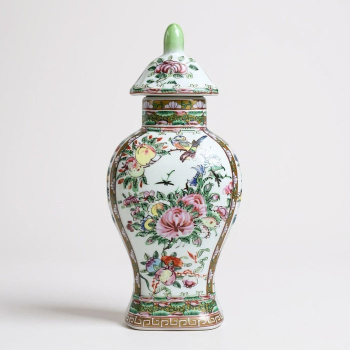 Porcelain Rose Medallion Jar - The Shops at Mount Vernon