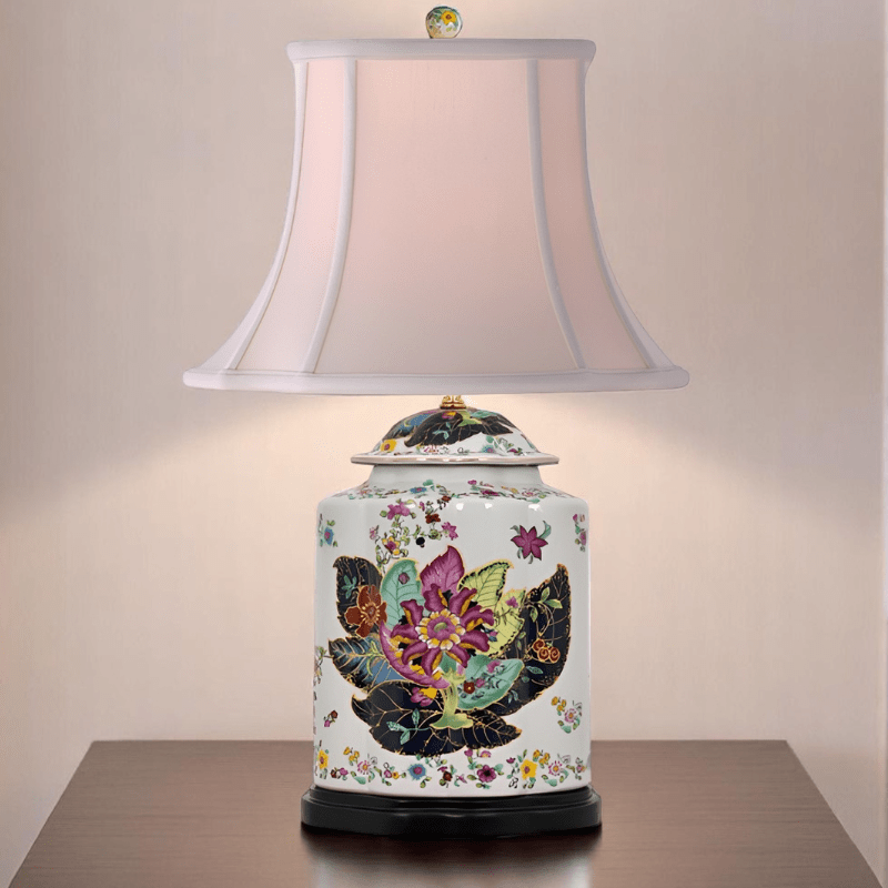 Porcelain Tobacco Leaf Scallops Jar Lamp - The Shops at Mount Vernon