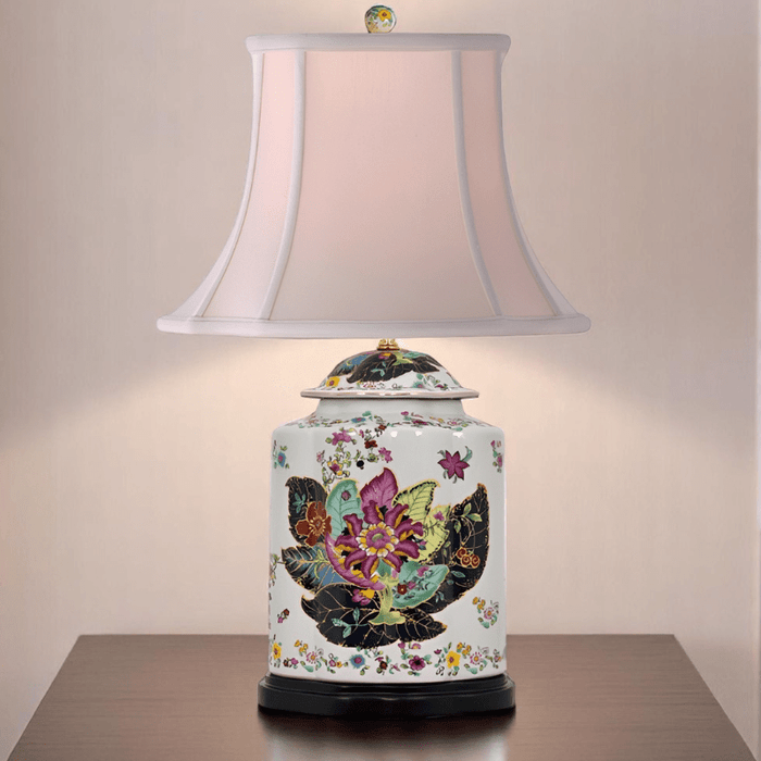 Porcelain Tobacco Leaf Scallops Jar Lamp - The Shops at Mount Vernon