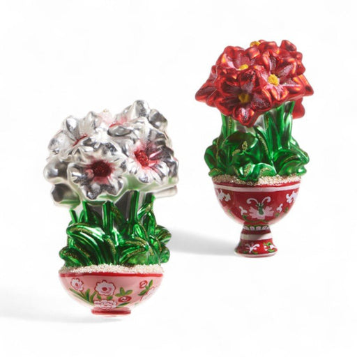 Potted Amaryllis Ornament – Set of 2 - The Shops at Mount Vernon