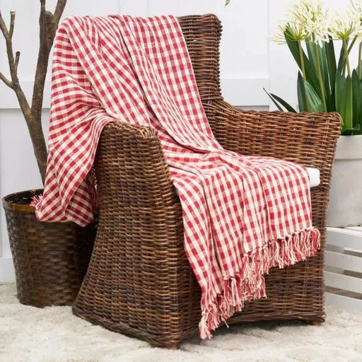 Red Gingham Check Throw - The Shops at Mount Vernon
