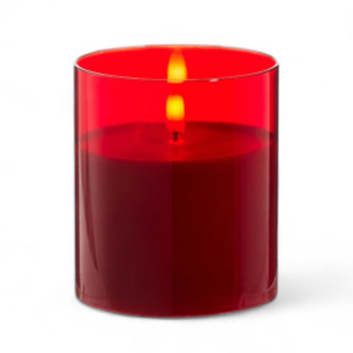 Red Glass Pillar Candle - The Shops at Mount Vernon