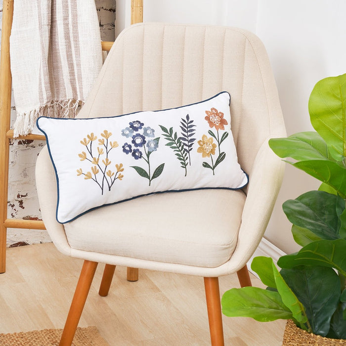 Retro Botanical Embroidered Pillow - The Shops at Mount Vernon