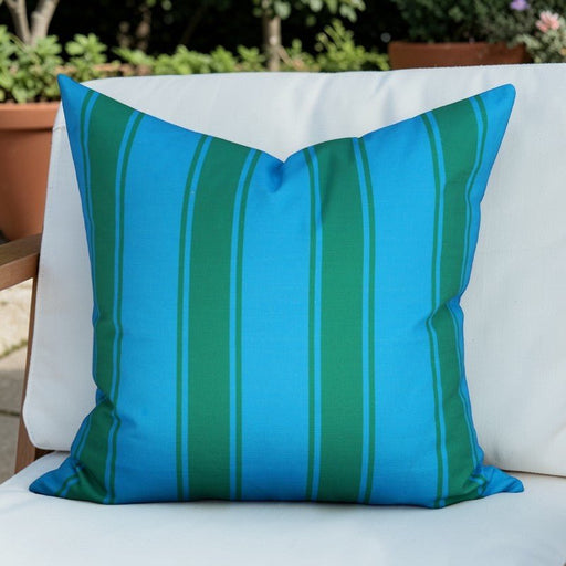 Riviera Stripes Pillow – Cerulean & Kelly Green - The Shops at Mount Vernon