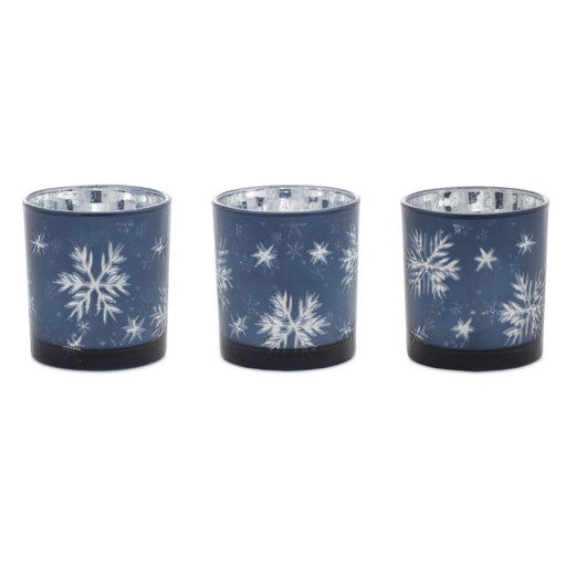Snowflake Votive Holder Set – Blue Glass (Set of 3) - The Shops at Mount Vernon