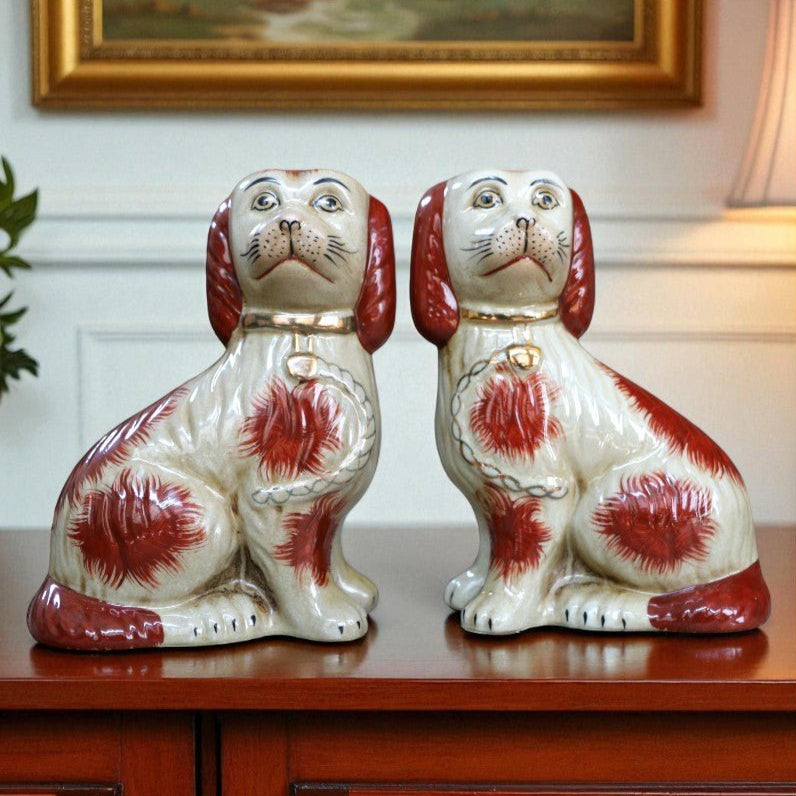 Staffordshire Dog Pair – Brown and White - The Shops at Mount Vernon