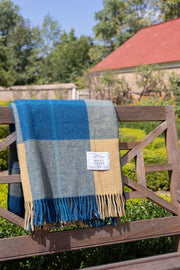 Tartan Blanket in garden on bench