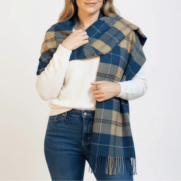 Tartan Shawl - Wool Stole - Wool Oversized Scarf - The Shops at Mount Vernon