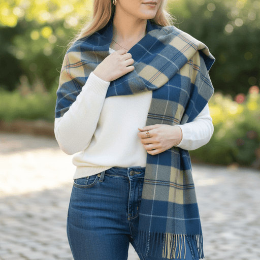 Tartan Shawl - Wool Stole - Wool Oversized Scarf - The Shops at Mount Vernon