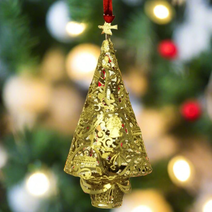 Three - Dimensional Brass Christmas Tree Ornament - The Shops at Mount Vernon