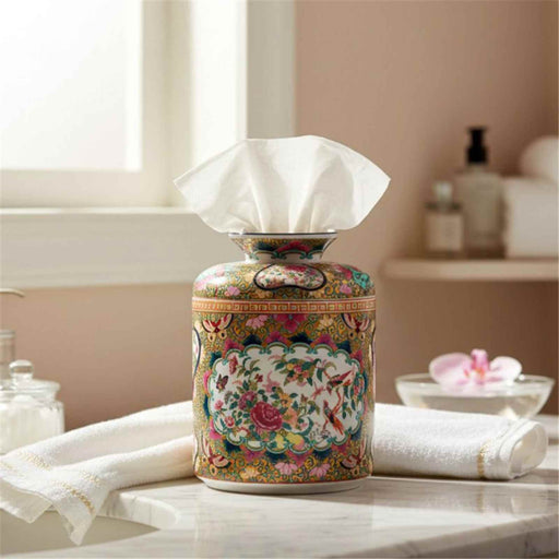 Tissue Box Cover Rose Medallion Canton Porcelain - The Shops at Mount Vernon