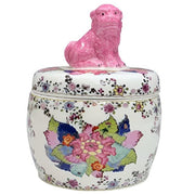 Tobacco Leaf Jar with Pink Foo Dog Lid – 6" - The Shops at Mount Vernon