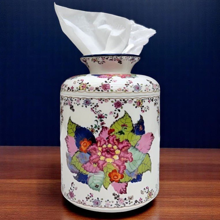 Tobacco Leaf Porcelain Tissue Box Cover Jar - The Shops at Mount Vernon