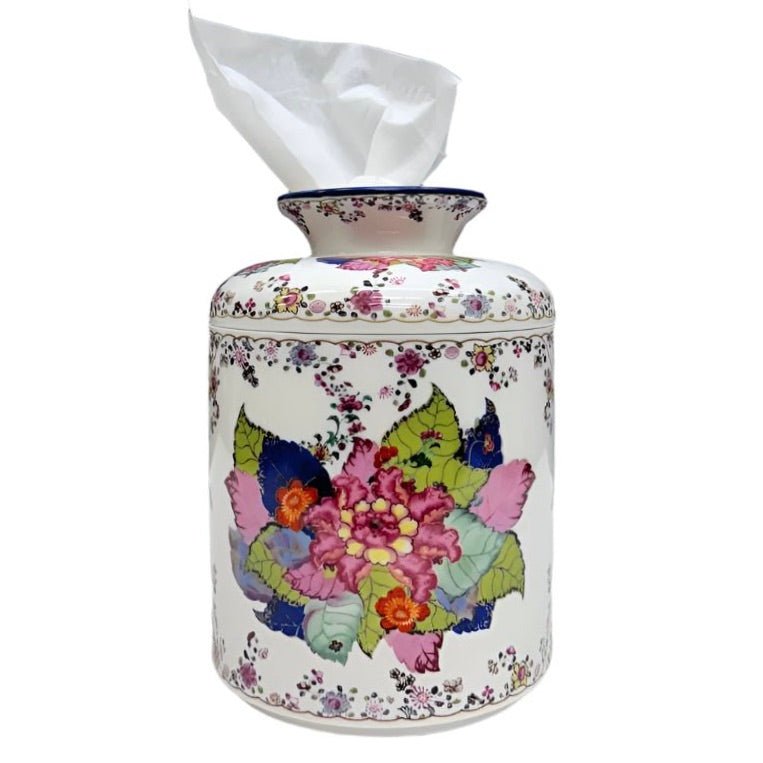 Tobacco Leaf Porcelain Tissue Box Cover Jar - The Shops at Mount Vernon