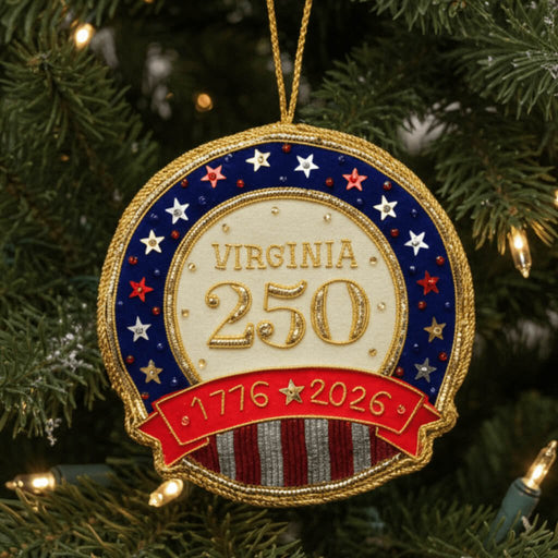 Virginia 250 Stars & Stripes Ornament St. Nicolas - The Shops at Mount Vernon
