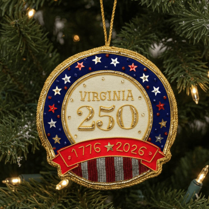 Virginia 250 Stars & Stripes Ornament St. Nicolas - The Shops at Mount Vernon