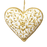White & Gold Heart Ornament St. Nicolas - The Shops at Mount Vernon