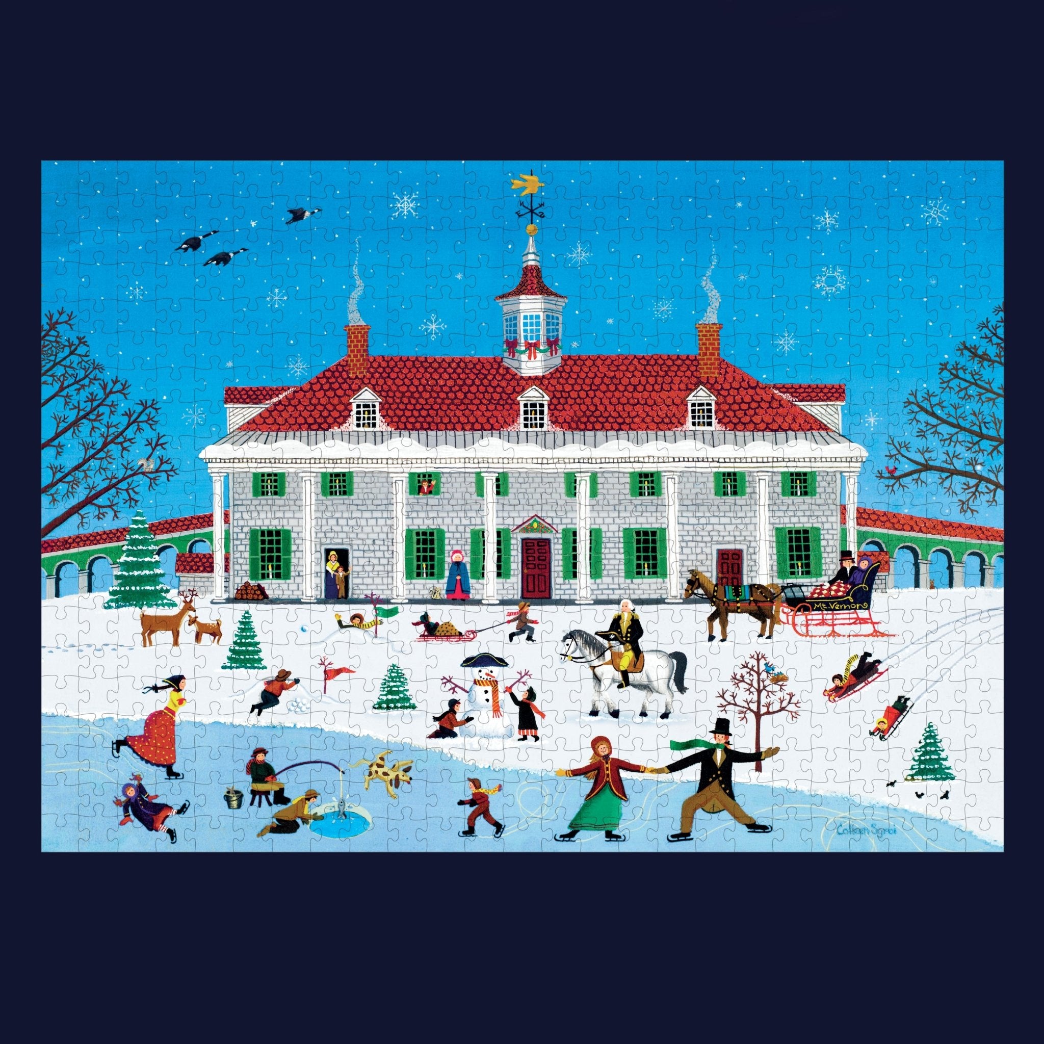 Winter at Mount Vernon - 500 Piece Folk Art Puzzle — The Shops at