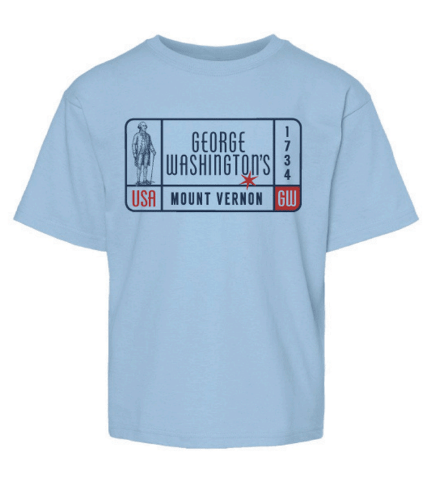 Youth George Washington Frame T-Shirt – Light Blue - The Shops at Mount Vernon