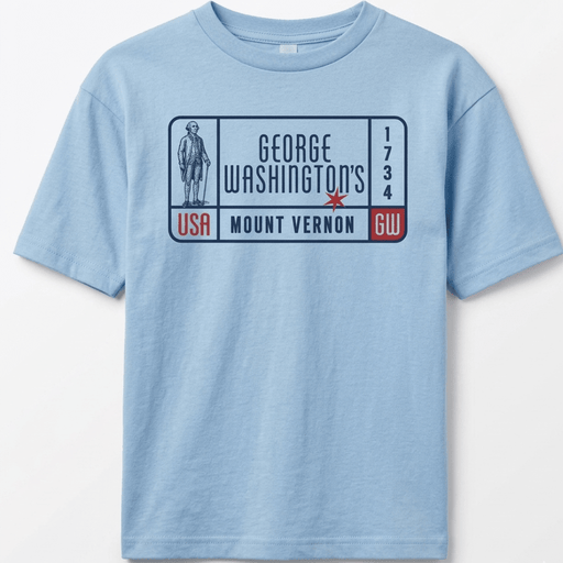 Youth George Washington Frame T-Shirt – Light Blue - The Shops at Mount Vernon