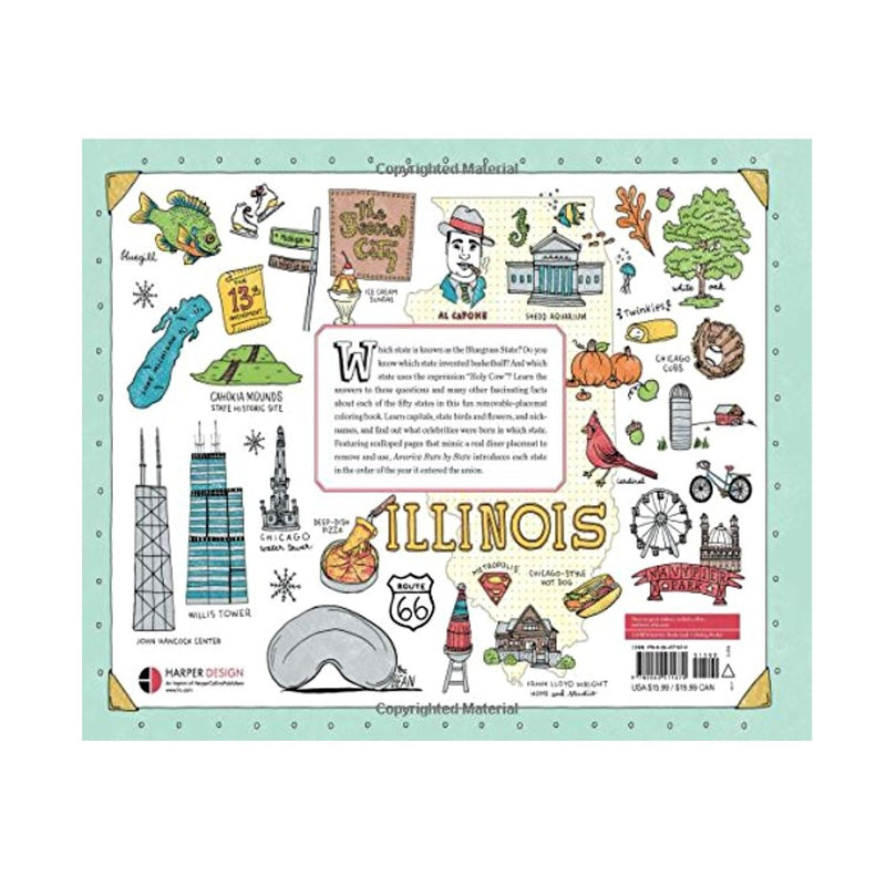 America State by State: Fifty Removable Placemats to Color - HARPER COLLINS PUBLISHERS - The Shops at Mount Vernon