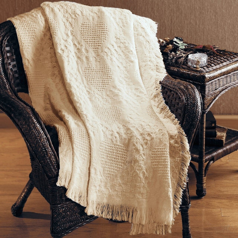 American Heart Throw in Natural Cotton - The Shops at Mount Vernon - The Shops at Mount Vernon