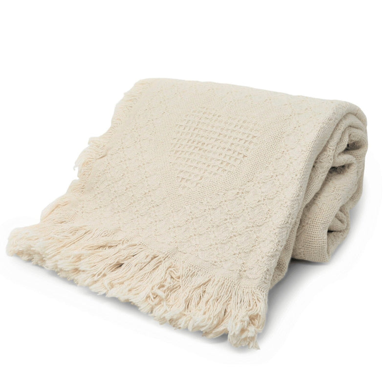 American Heart Throw in Natural Cotton - The Shops at Mount Vernon - The Shops at Mount Vernon