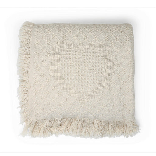 American Heart Throw in Natural Cotton - The Shops at Mount Vernon - The Shops at Mount Vernon