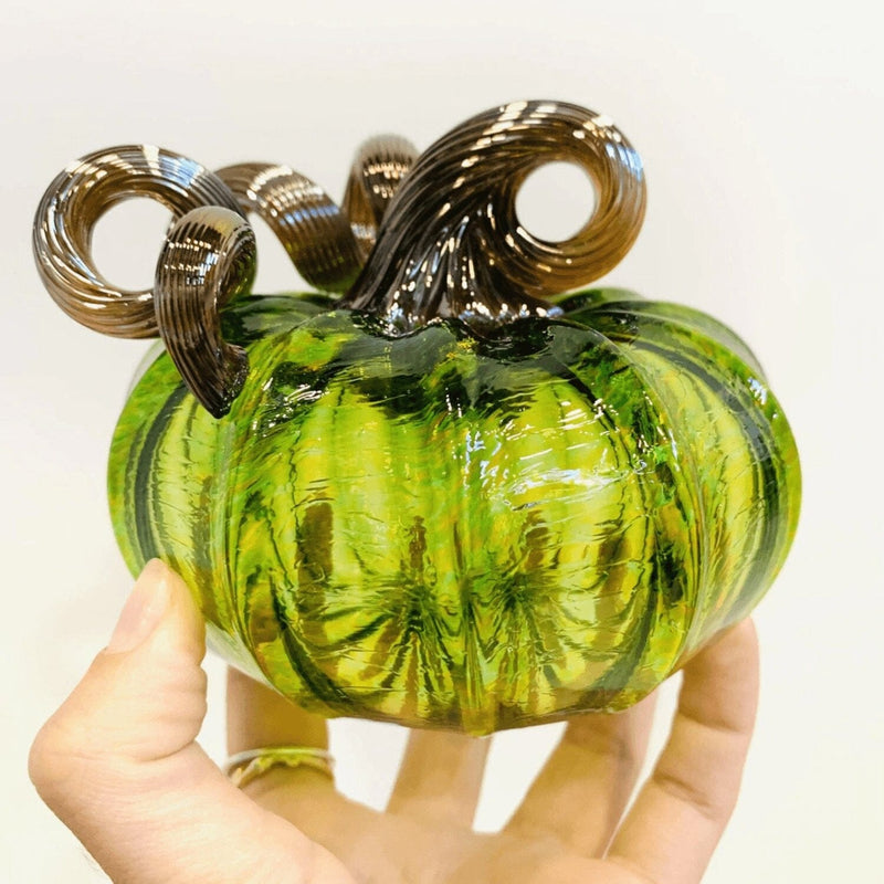 Autumn Green Pumpkin - Squat - LUKE ADAMS HANDBLOWN GLASS - The Shops at Mount Vernon