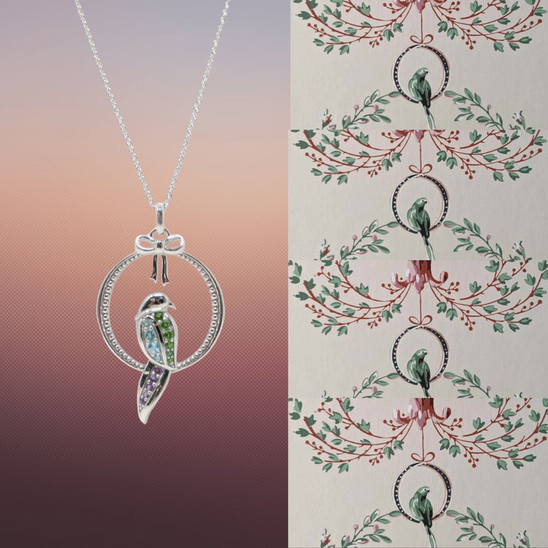 Bird on a Swing Sterling Silver Pendant - Color Craft Inc - The Shops at Mount Vernon