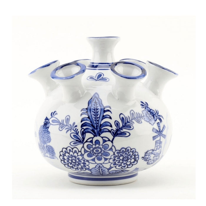Blue and White 7" Porcelain Flower Vase - The Shops at Mount Vernon